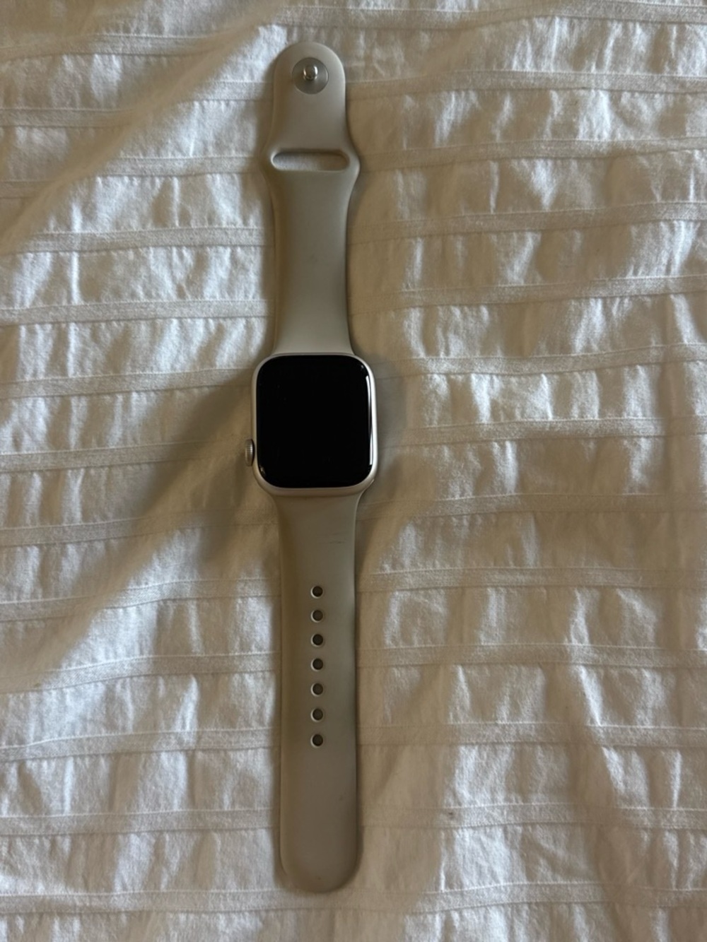 Apple Silver Smartwatch with Light Gray Sport Band